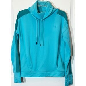 Under Armour Aqua Blue Cowl Neck Hoodie Sweatshirt Thumbholes Women's Small